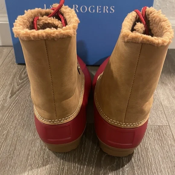 Jack Rogers Red & Brown Hazel Duck Snow Boot Size 9 - Picture 4 of 6